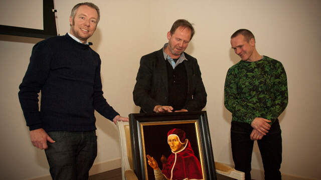 Anno Dijkstra, Nicolas Dings, Folkert de Jong en de Paus. Foto Joeri Vermeulen Anno Dijkstra, Nicolas Dings, Folkert de Jong en de Paus