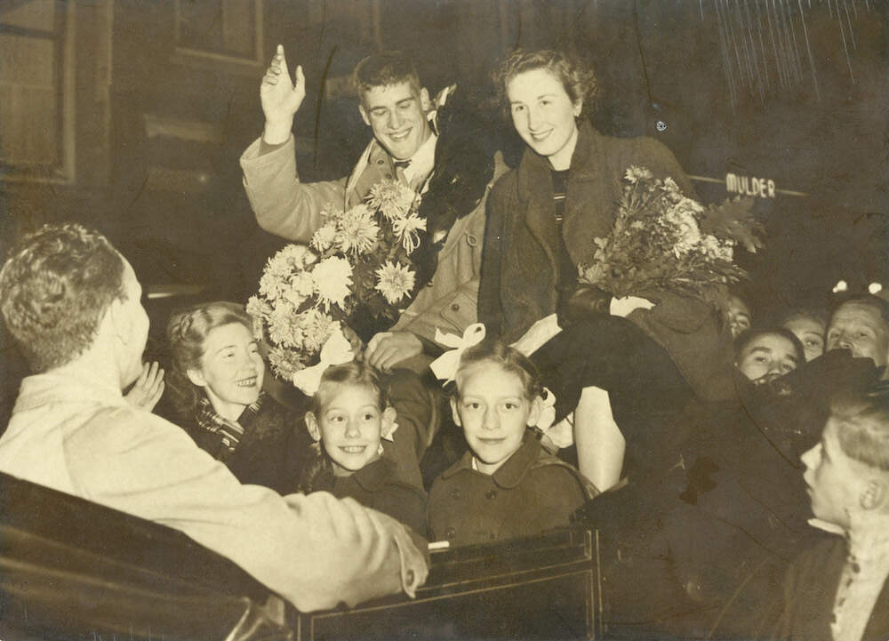 Europese titel Anton Gesink 1952 met trainer van der Horst