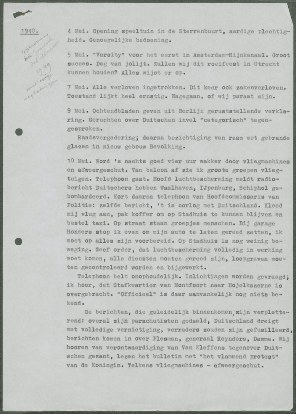 Ter Pelkwijk Dagboek eerste pagina