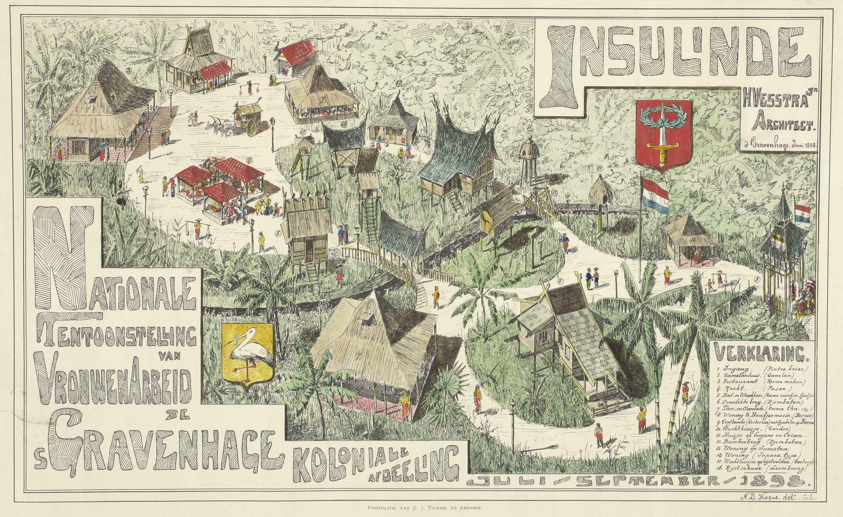 Plattegrond van de Nationale Tentoonstelling van Vrouwenarbeid te s Gravenhage Koloniale Afdeling juli september 1898 klein
