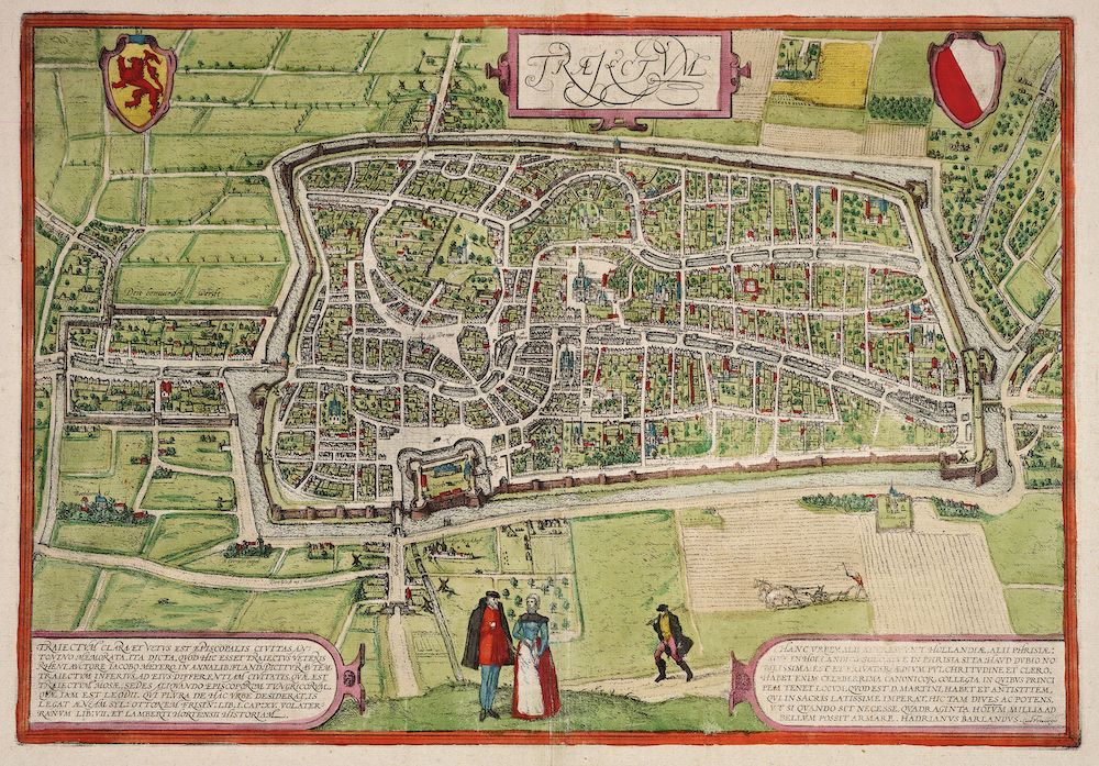 Plattegrond van de stad Utrecht met directe omgeving Braun en Hogenberg 1570