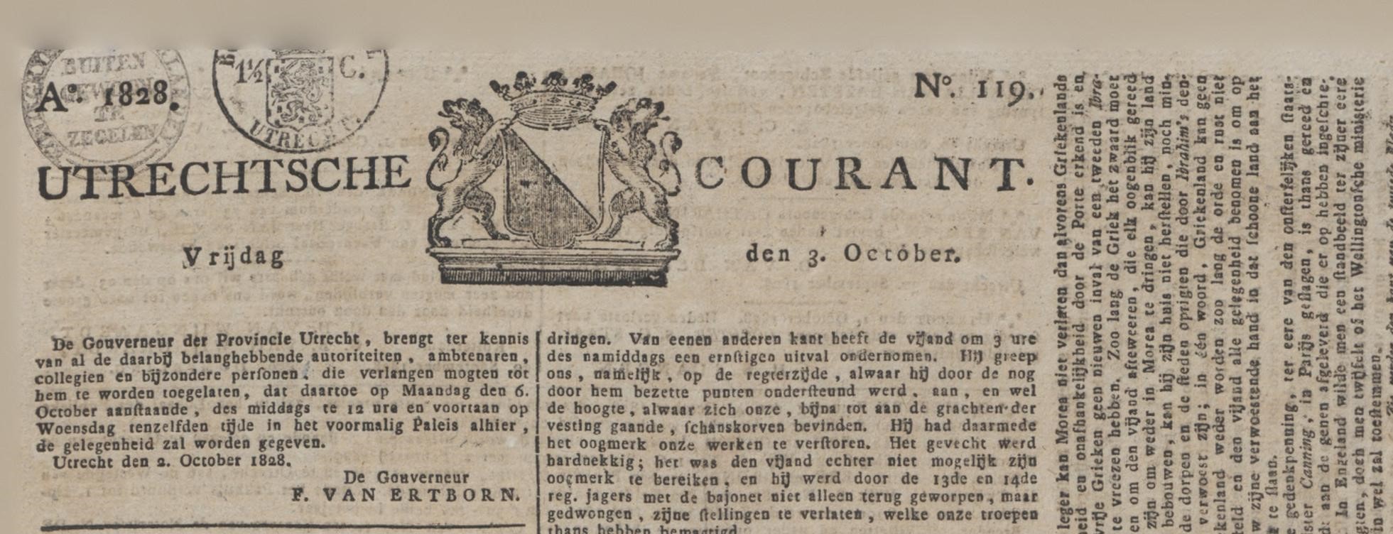 Utrechtse Courant 1828