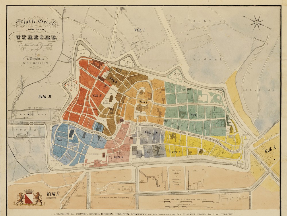 Verdeling van de stad Utrecht in 12 wijken 1850 HUA