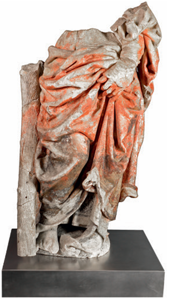 Het gedeeltelijke beeld van Sint Andreas dat in 2014 werd gevonden