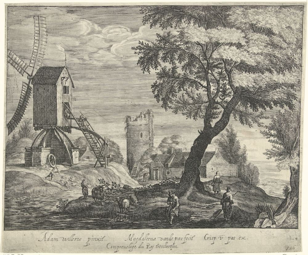 RP P OB 15846 Landschap met molen Magdalena van de Passe naar Adam Willaerts 1617 1634 Rijksmuseum