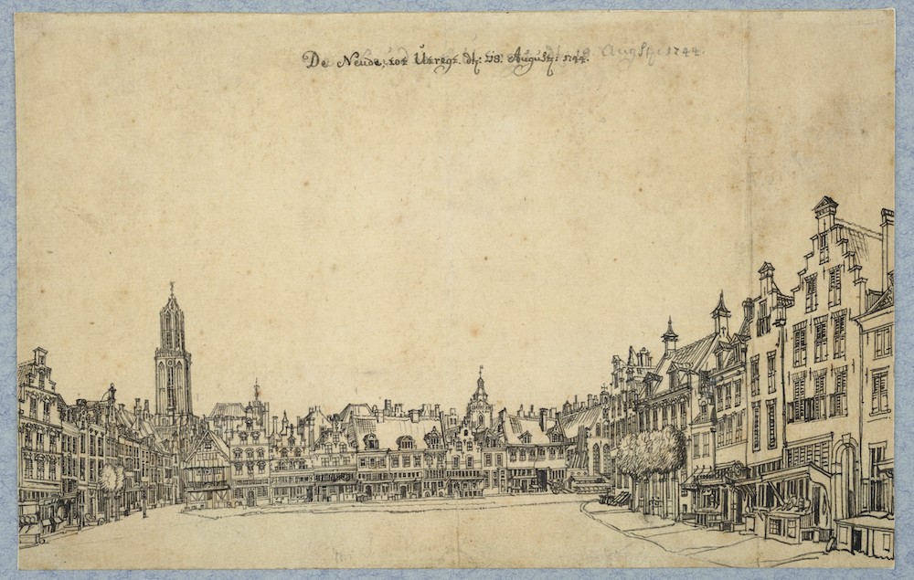 Gezicht op de Neude te Utrecht uit het noorden J de Beijer 1744 HUA