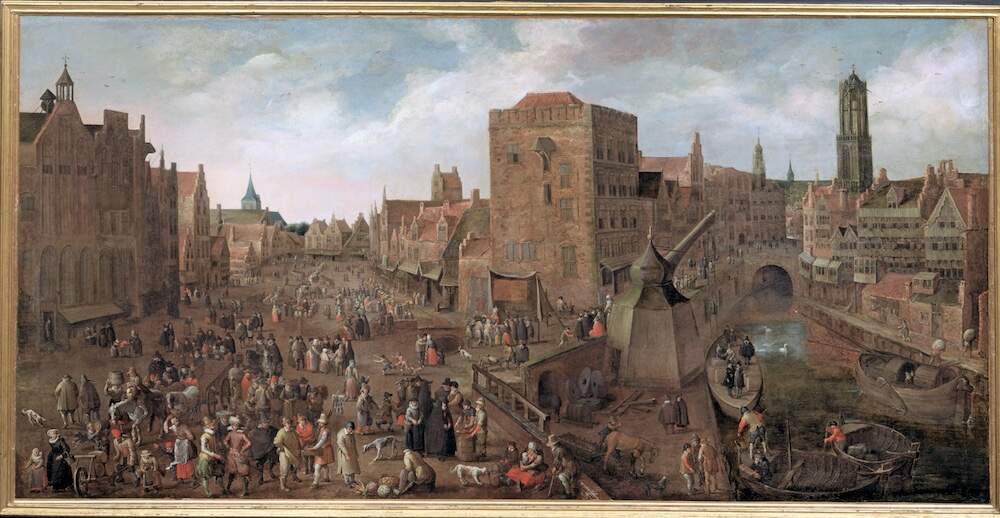 Ganzenmarkt en Stadhuisbrug Droochsloot Centraal Museum