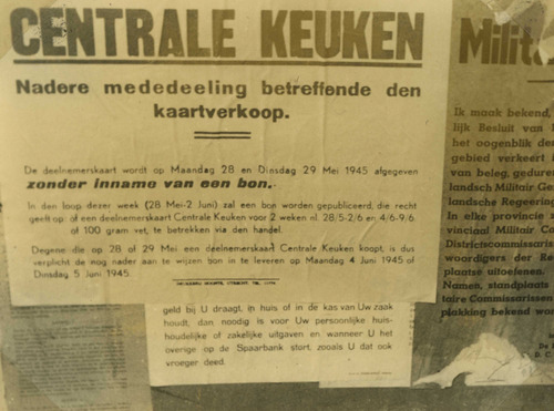 1945 voor 5 mei kennisgeving van de centrale keuken